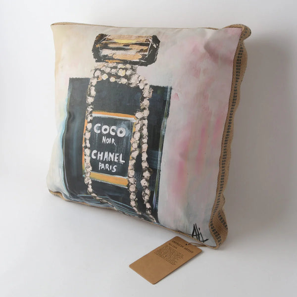 Le Forge - ART CUSHION - BURLAP BLACK - COCO CHANEL