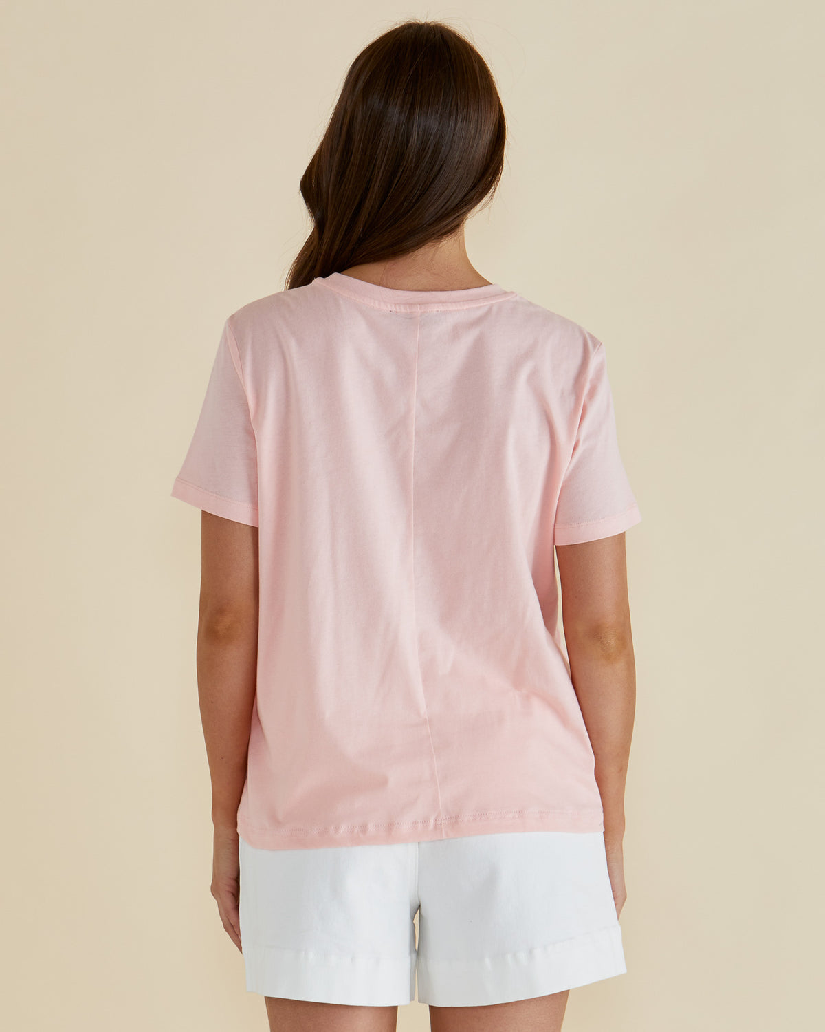 BETTY BASICS - ELLIA CREW TEE - SANTORINI PRINT - PINK