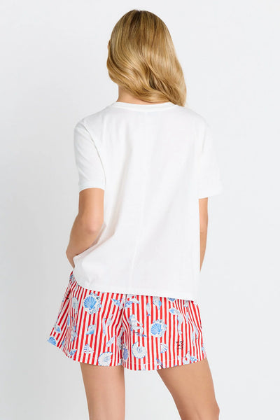 BETTY BASICS - ELLIA CREW TEE - SUN,SEA,LOVE - WHITE