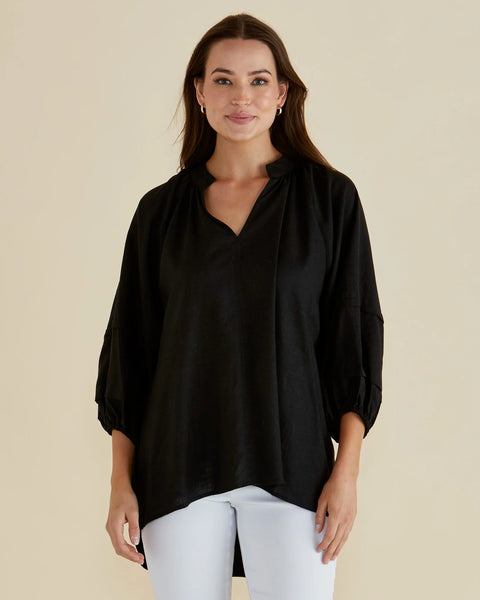 BETTY BASICS - GRAZIA BLOUSE - BLACK