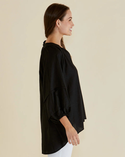 BETTY BASICS - GRAZIA BLOUSE - BLACK