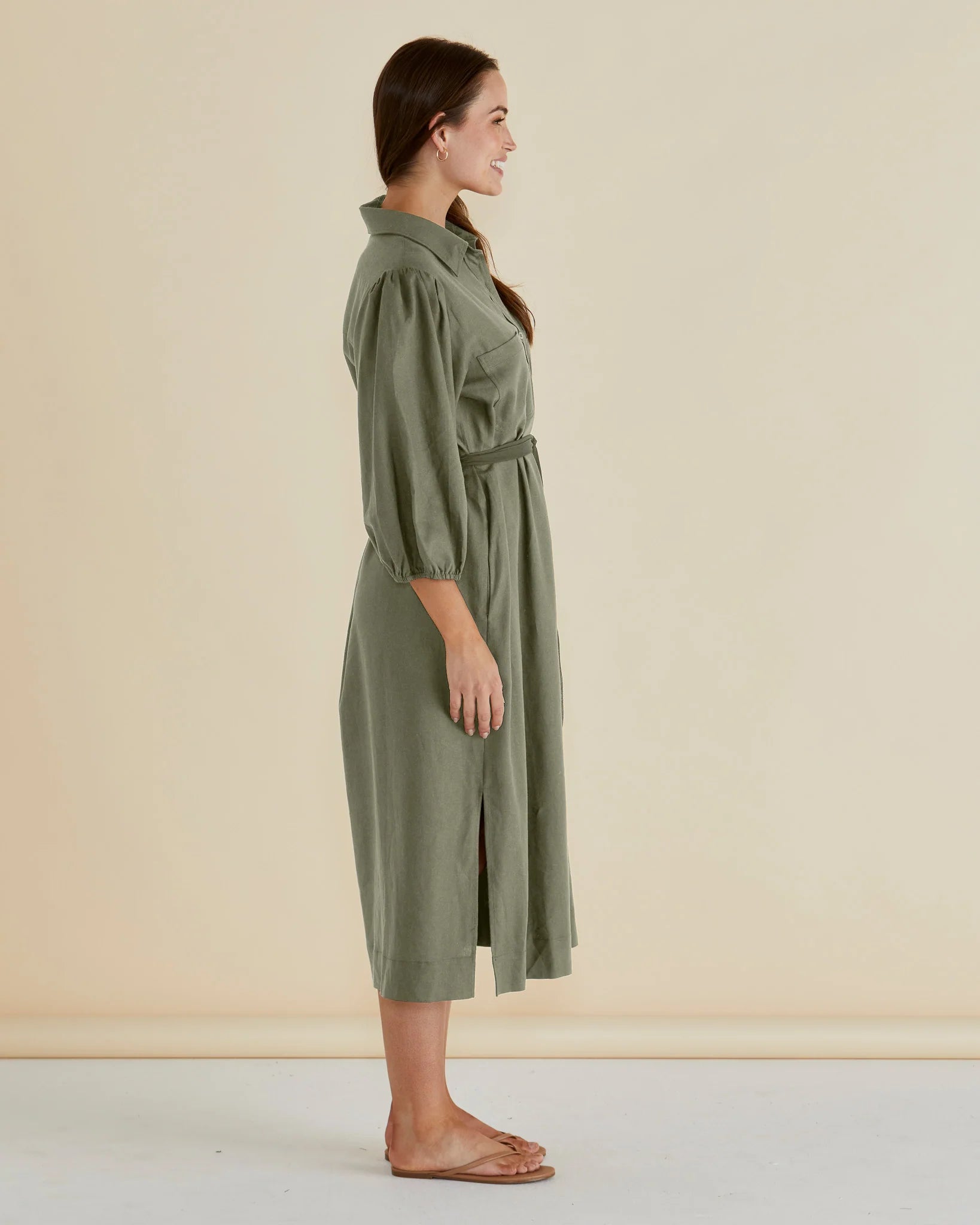 BETTY BASICS - ANGELINA DRESS - OLIVE GREEN