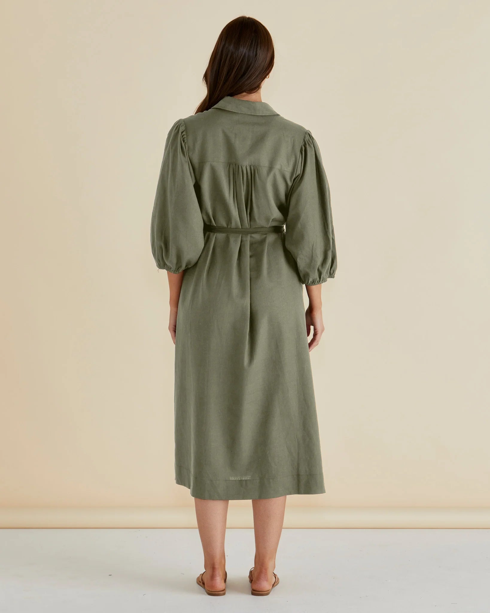 BETTY BASICS - ANGELINA DRESS - OLIVE GREEN