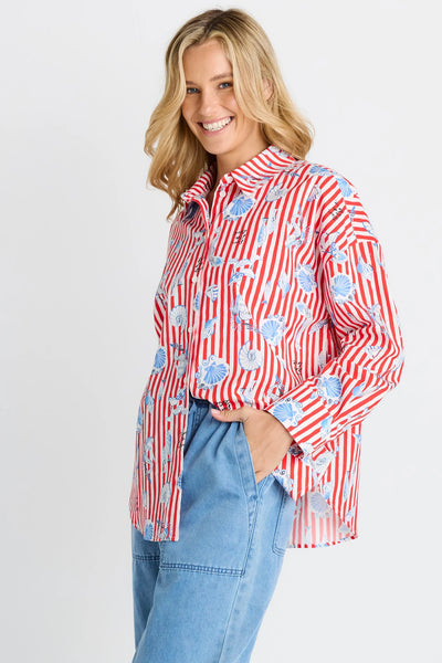 BETTY BASICS - AMALFI SHIRT - AMALFI PRINT RED