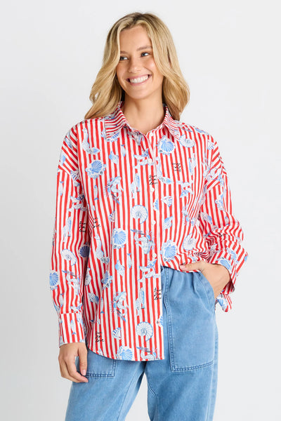 BETTY BASICS - AMALFI SHIRT - AMALFI PRINT RED