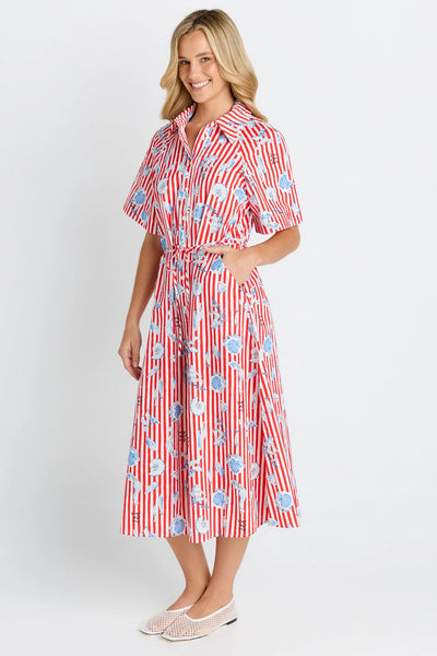 BETTY BASICS - AMALFI DRESS - AMALFI PRINT RED