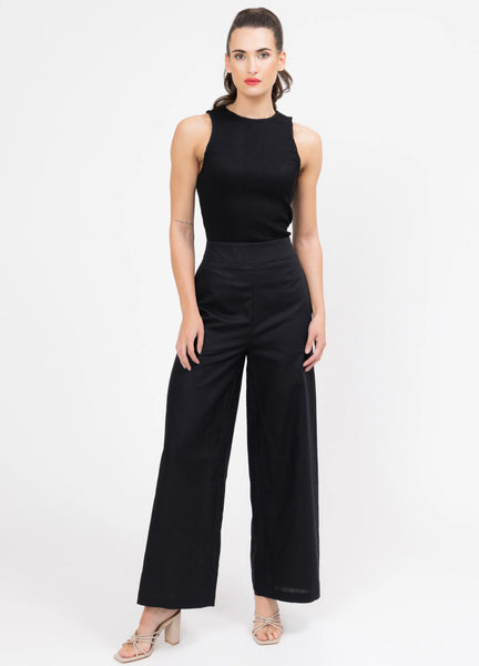 BILLIE THE LABEL - ESSENTIAL WIDE LEG SUIT PANT - BLACK