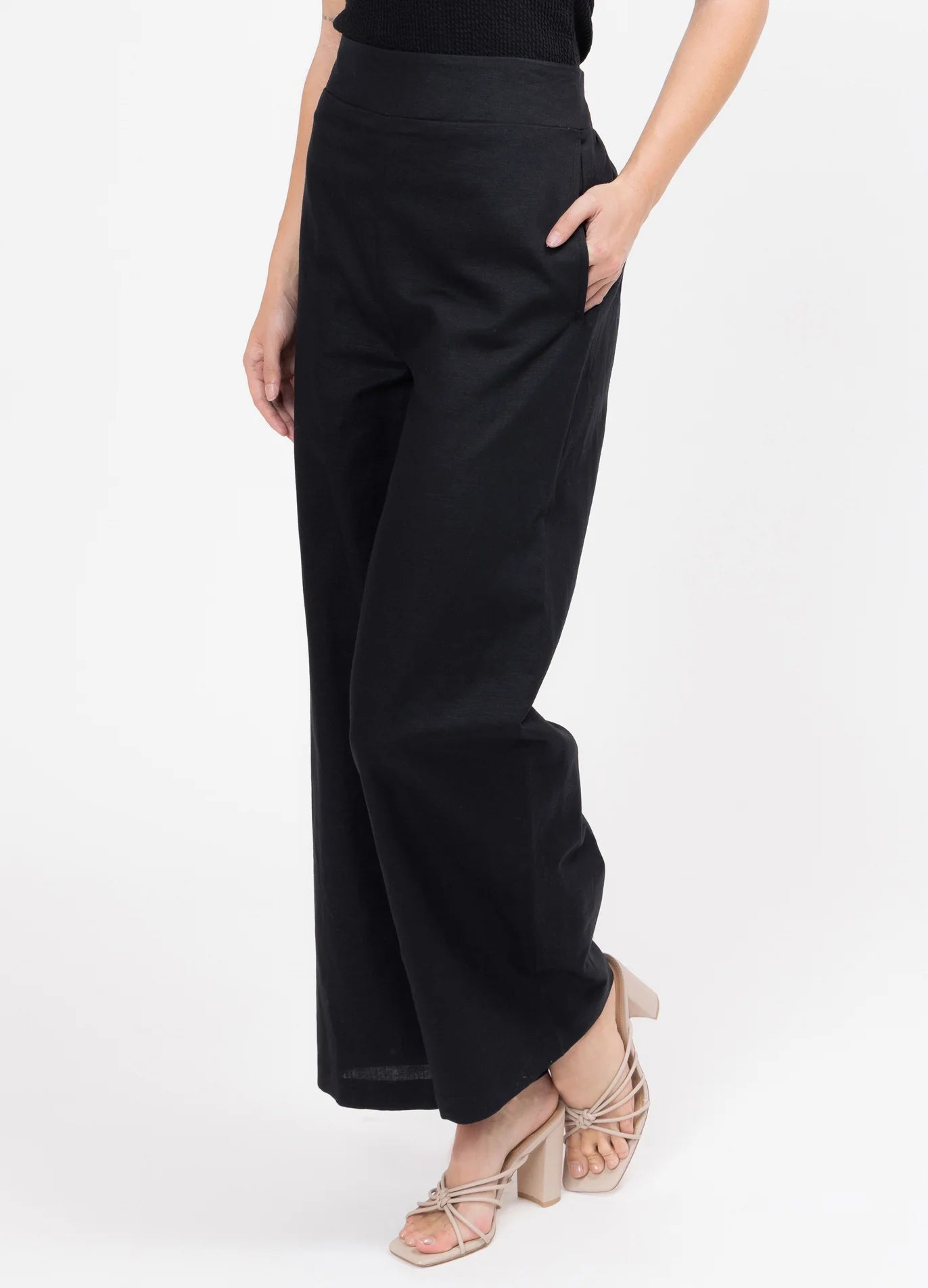 BILLIE THE LABEL - ESSENTIAL WIDE LEG SUIT PANT - BLACK