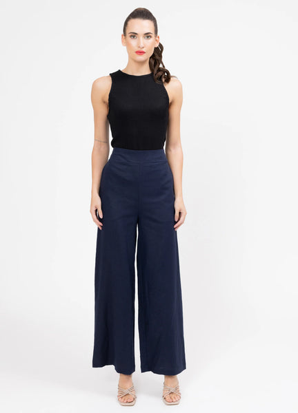 BILLIE THE LABEL - ESSENTIAL WIDE LEG SUIT PANT - NAVY