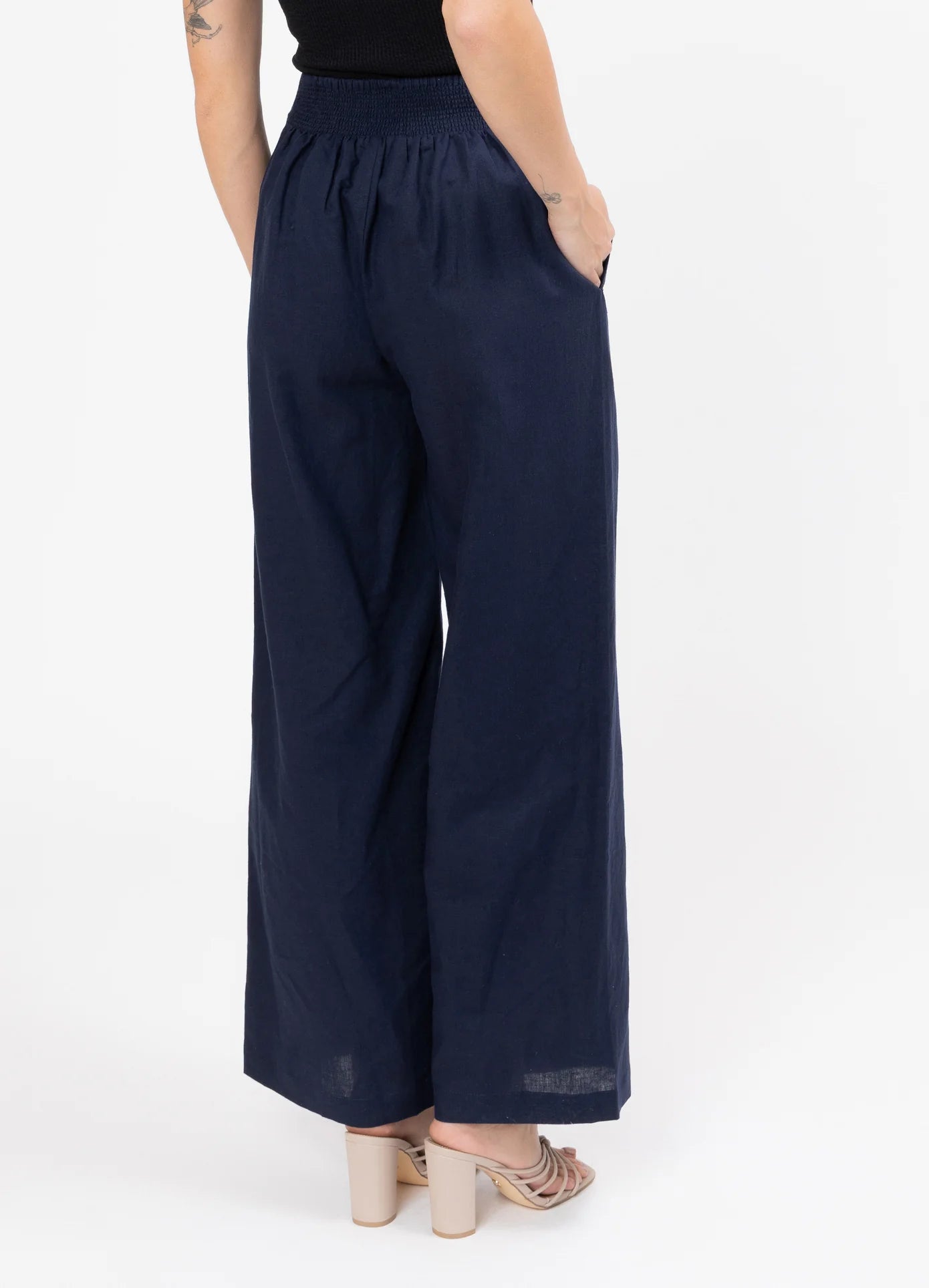 BILLIE THE LABEL - ESSENTIAL WIDE LEG SUIT PANT - NAVY