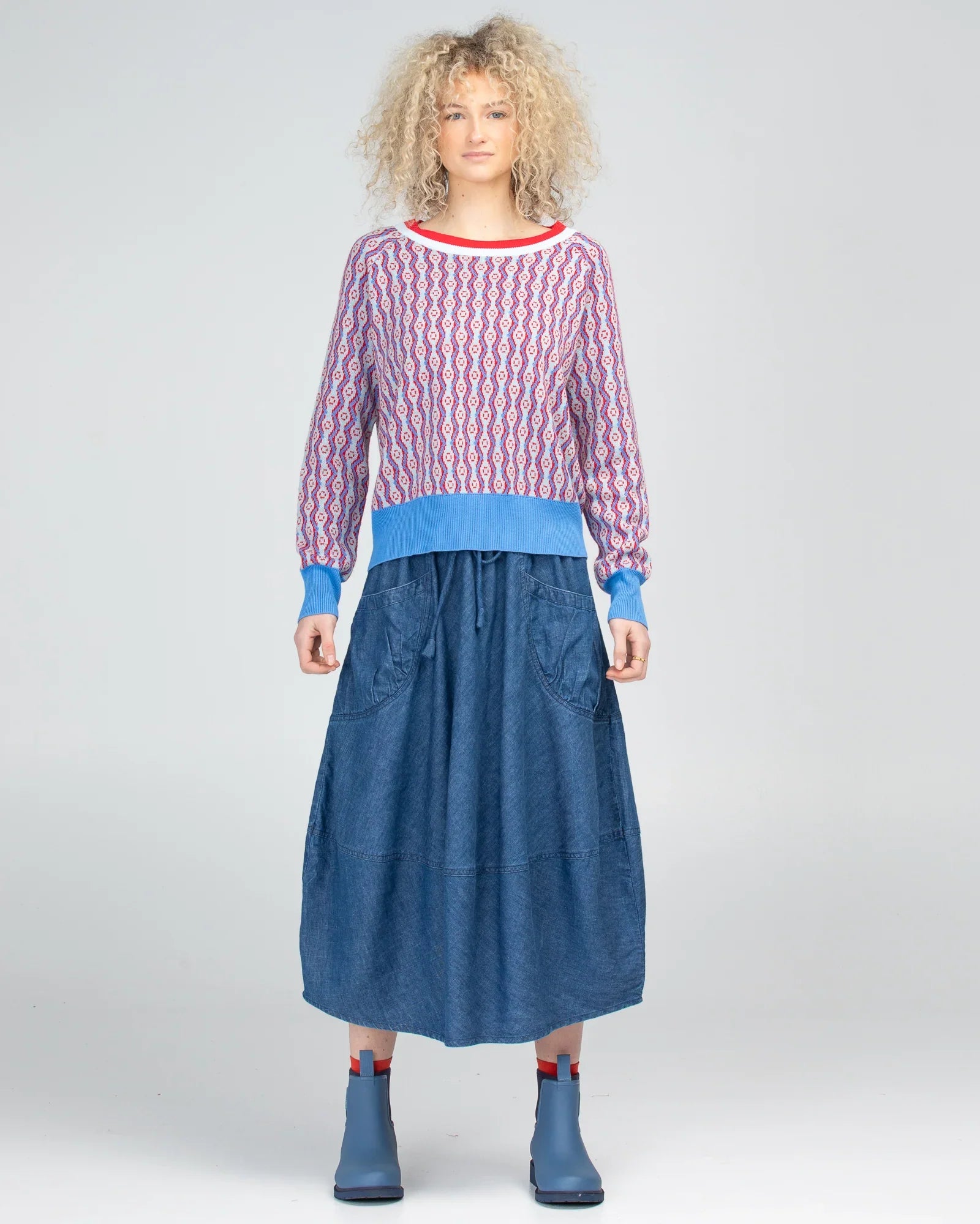 BOOM SHANKER - Guru Skirt -MID WASH DENIM