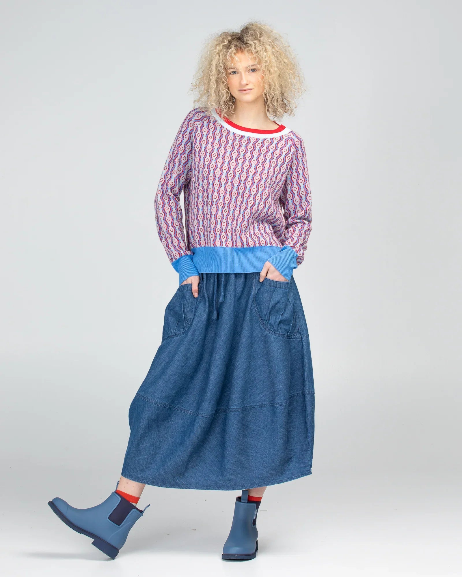 BOOM SHANKER - Guru Skirt -MID WASH DENIM