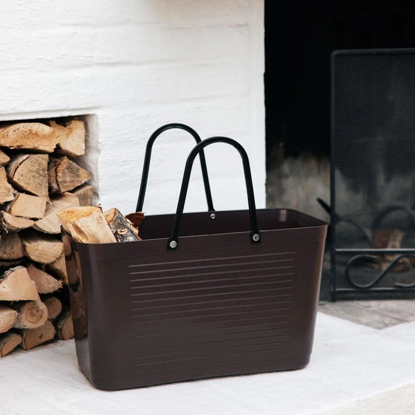 Large BROWN Hinza Bag - Green Plastic