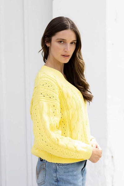 CHARLO - TASH KNIT CARDI - BUTTER YELLOW