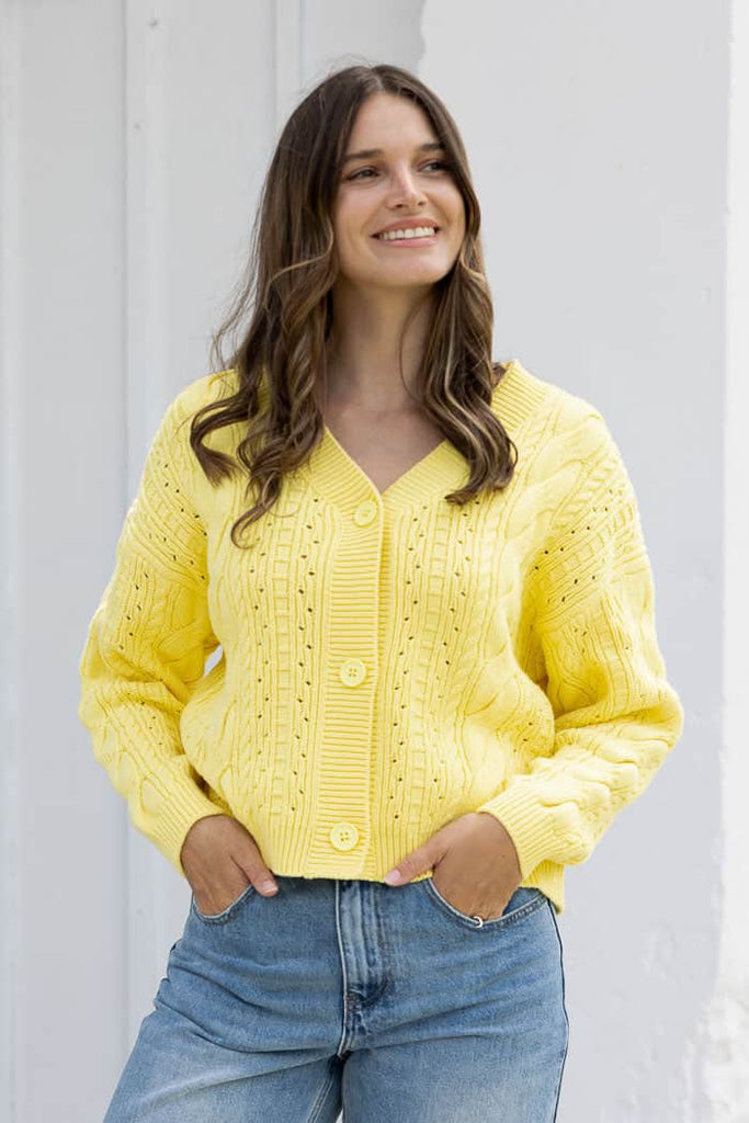 CHARLO - TASH KNIT CARDI - BUTTER YELLOW