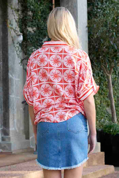 CHARLO - TARA SHIRT - RED PRINT
