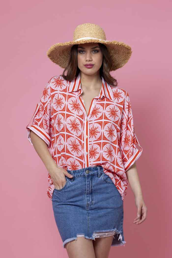 CHARLO - TARA SHIRT - RED PRINT