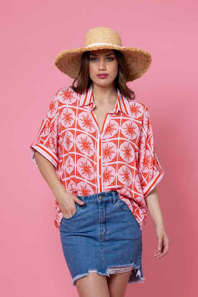 CHARLO - TARA SHIRT - RED PRINT