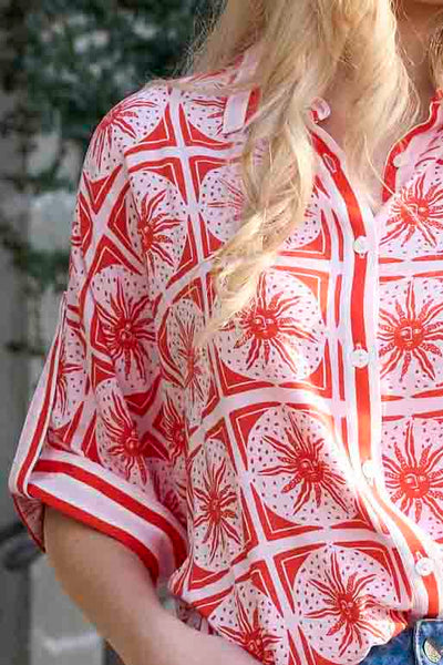 CHARLO - TARA SHIRT - RED PRINT