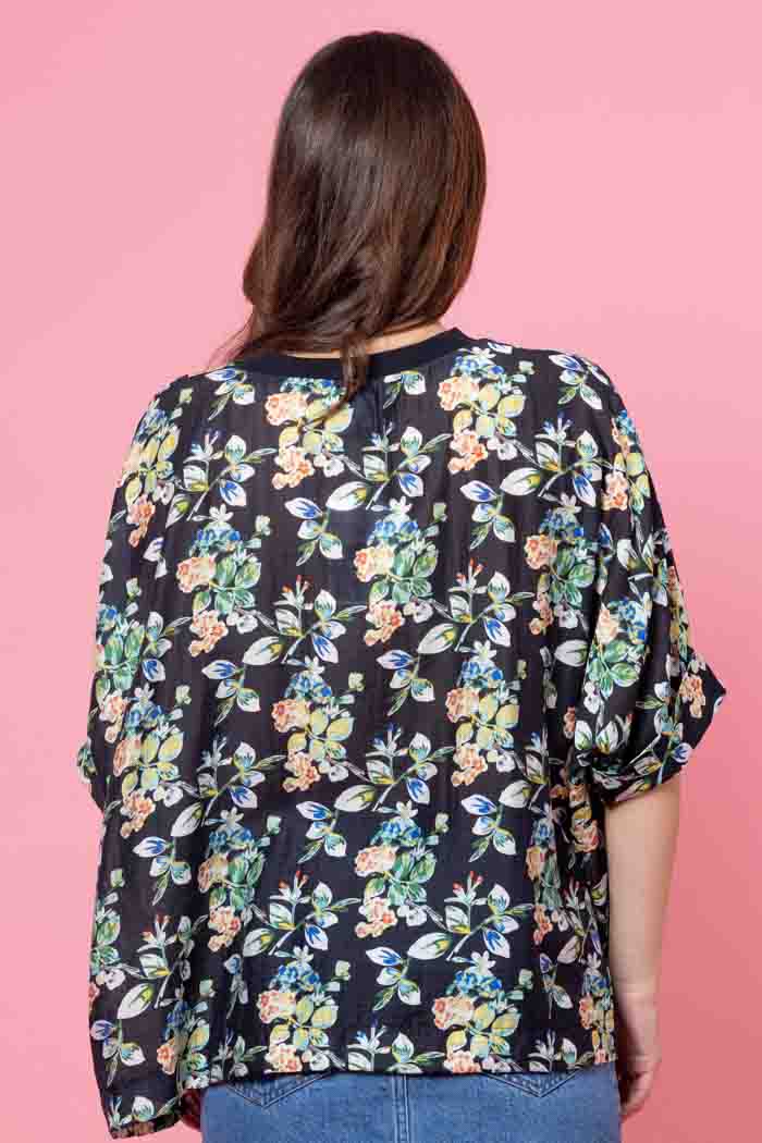 CHARLO - LOLA SWING TOP - BLACK FLORAL