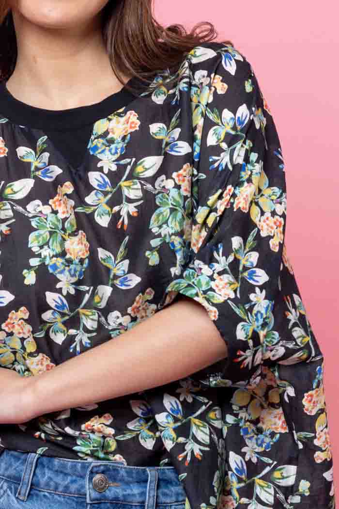CHARLO - LOLA SWING TOP - BLACK FLORAL
