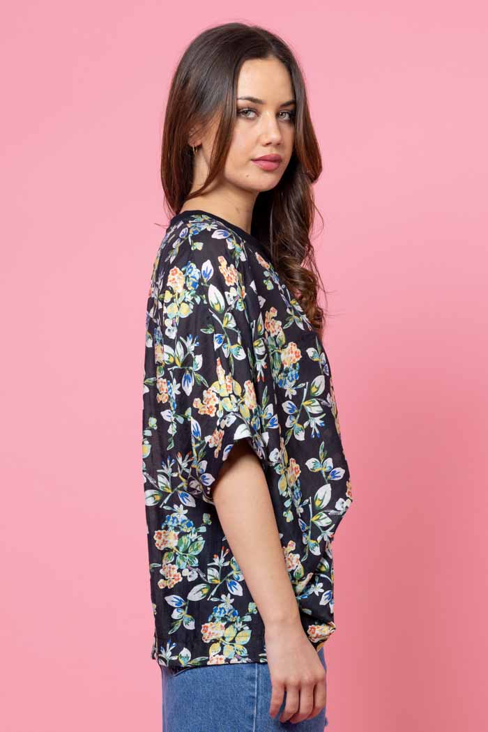 CHARLO - LOLA SWING TOP - BLACK FLORAL