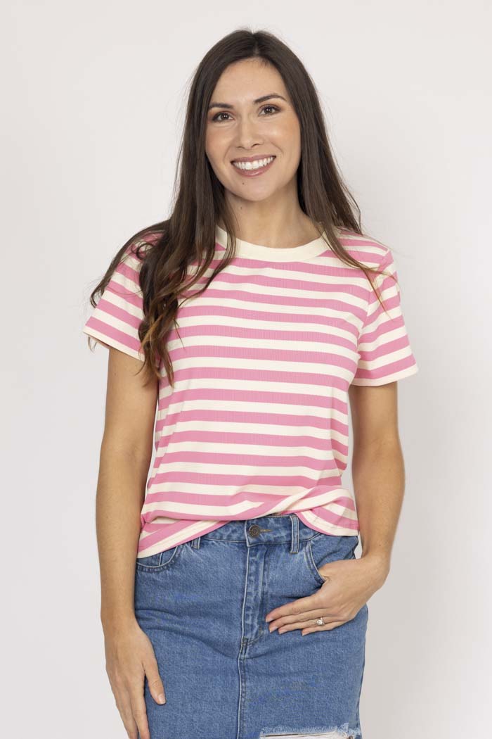 CHARLO - MILO STRIPE T-SHIRT - PINK