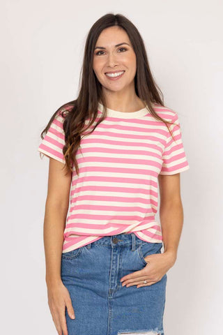 CHARLO - MILO STRIPE T-SHIRT - PINK