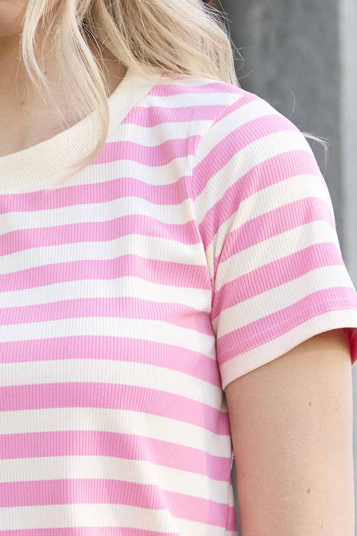 CHARLO - MILO STRIPE T-SHIRT - PINK