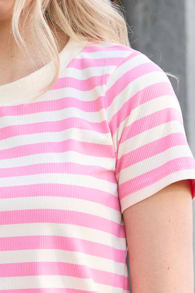 CHARLO - MILO STRIPE T-SHIRT - PINK