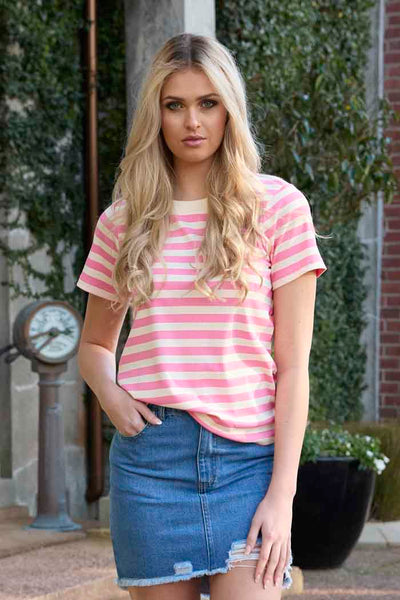 CHARLO - MILO STRIPE T-SHIRT - PINK