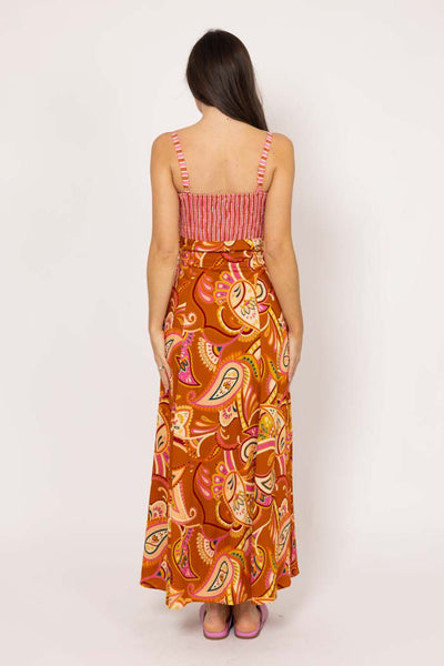 CHARLO - NATALIE DRESS - RUST PAISLEY