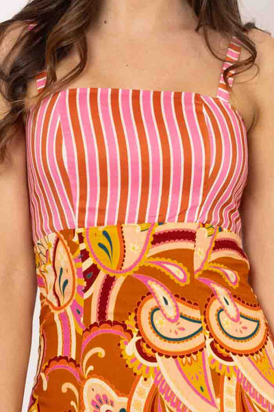CHARLO - NATALIE DRESS - RUST PAISLEY