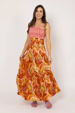 CHARLO - NATALIE DRESS - RUST PAISLEY