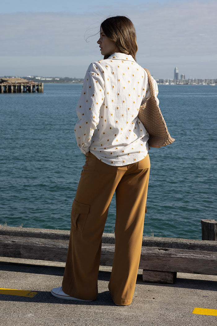 CHARLO - MARGOT EMBROIDERED SHIRT - WHITE