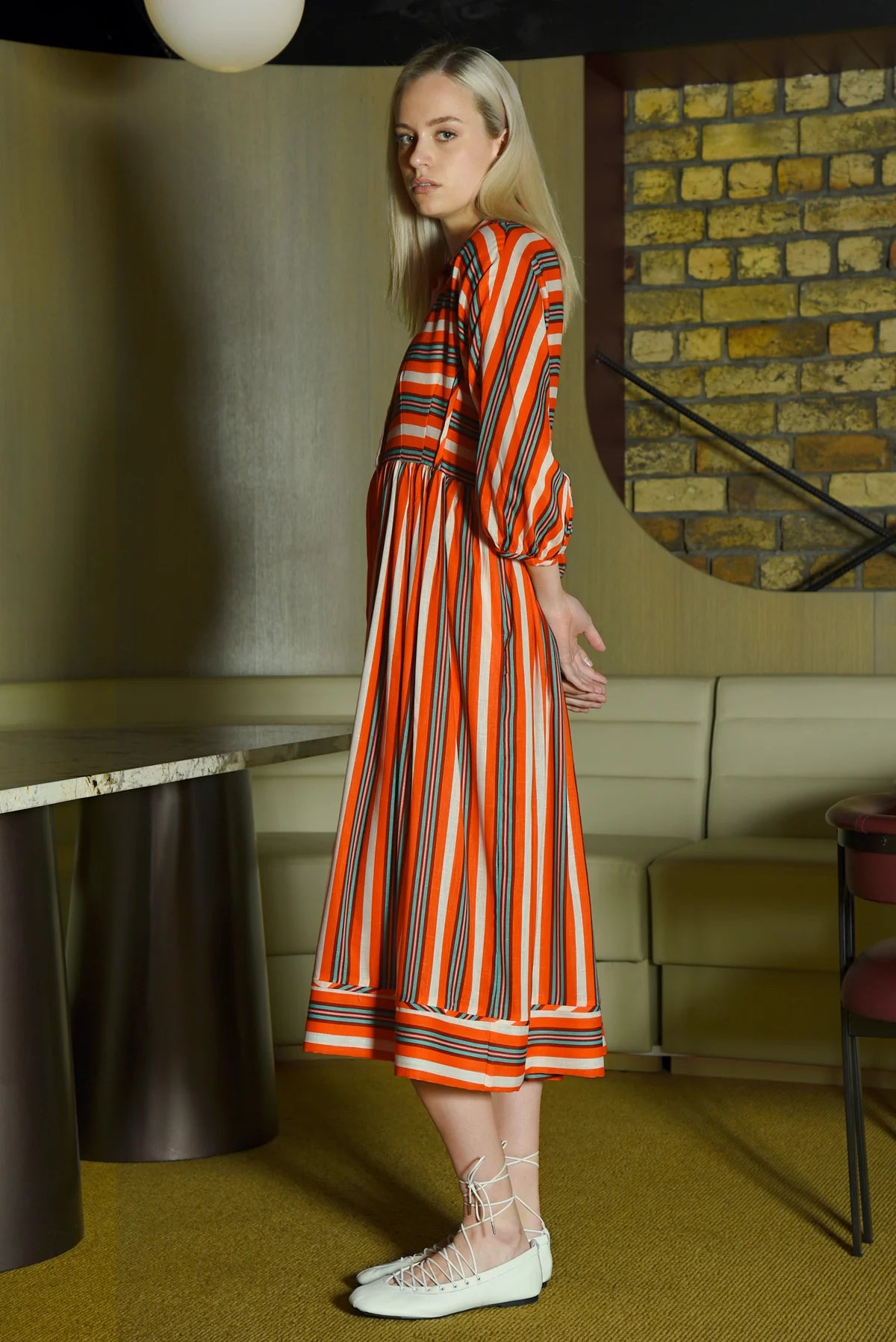 COOPER - PUSH MY BUTTONS DRESS - ORANGE STRIPE