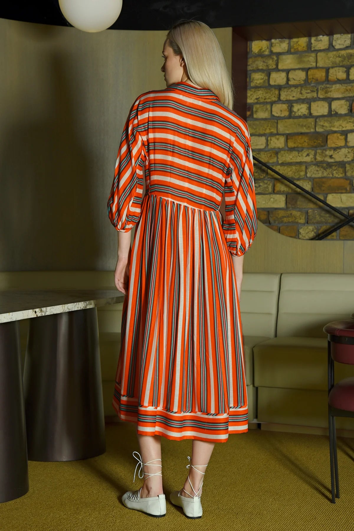 COOPER - PUSH MY BUTTONS DRESS - ORANGE STRIPE