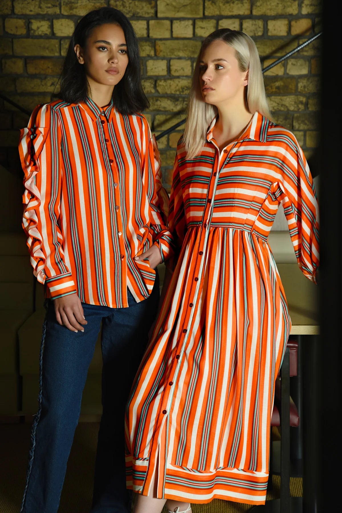 COOPER - PUSH MY BUTTONS DRESS - ORANGE STRIPE
