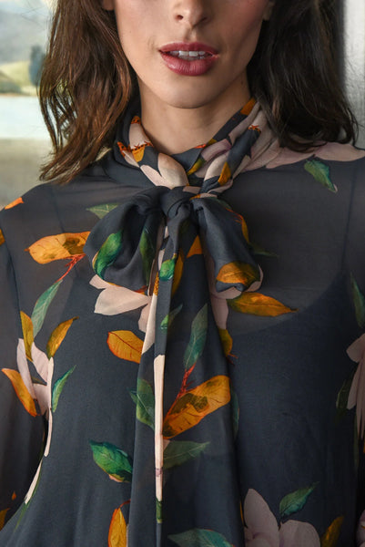 COOPER - A VINTAGE TOP BLOUSE - CHARCOAL FLORAL
