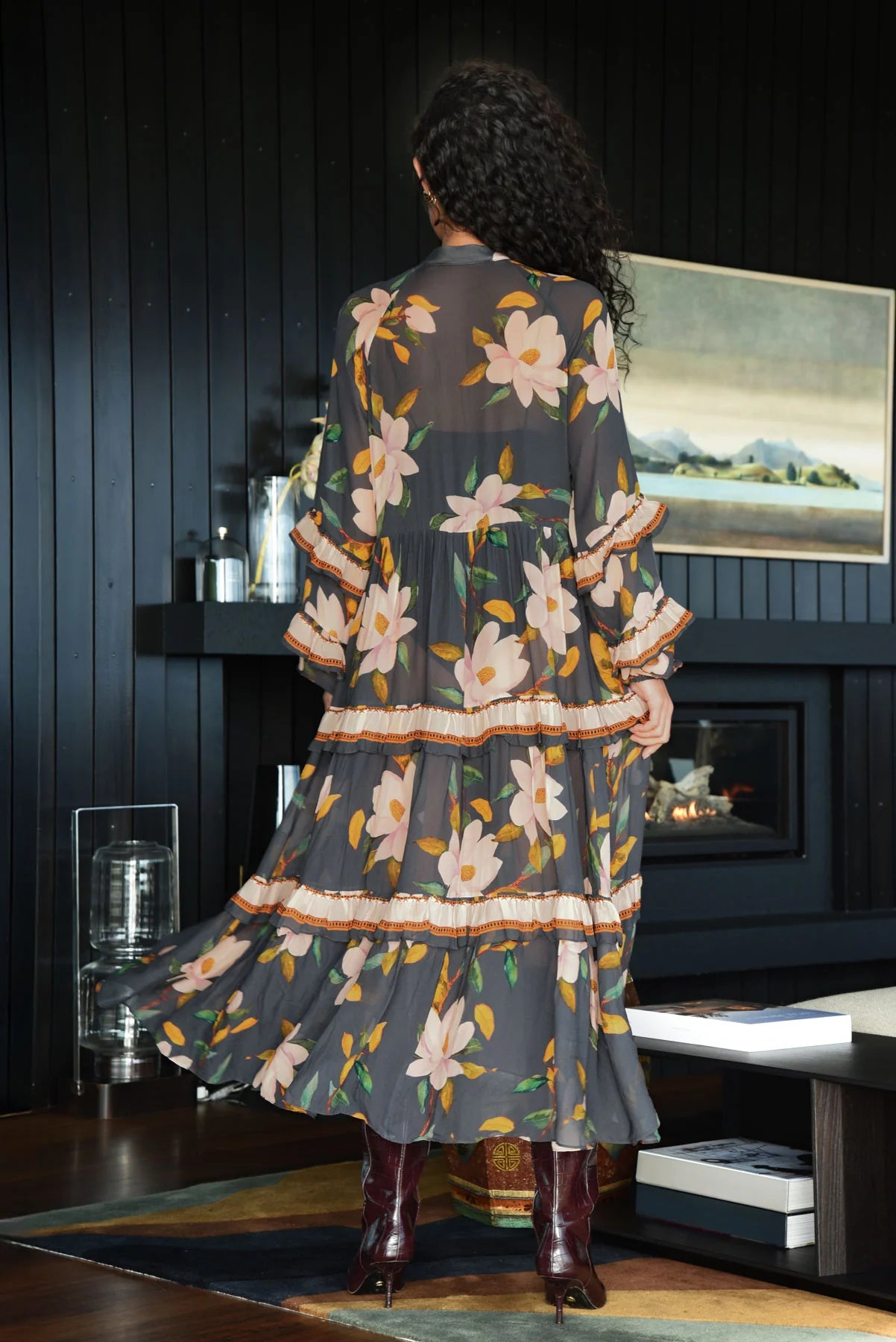 COOPER - CANDY LANE DRESS - CHARCOAL FLORAL