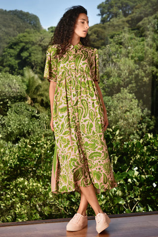 COOPER - MADE FOR EACH OTHER DRESS - BLUSH/GREEN FLORAL