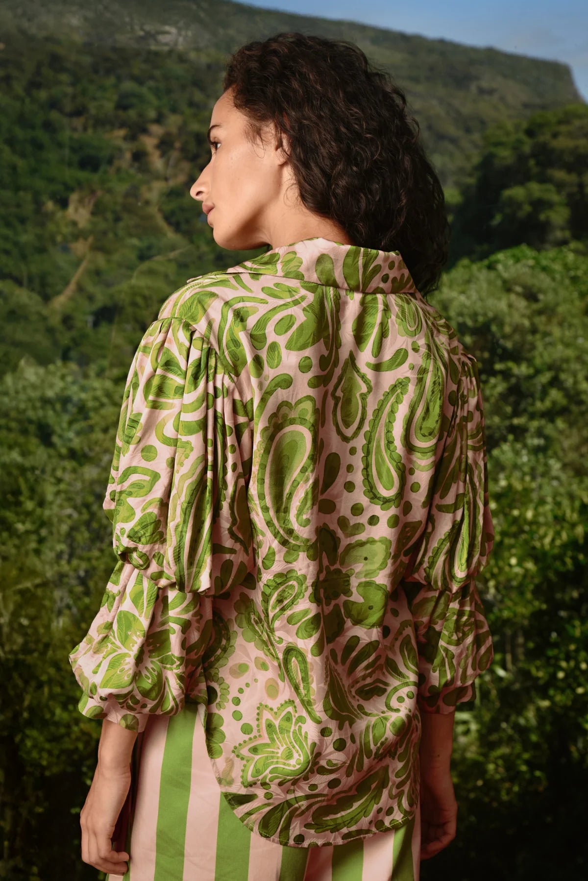 COOPER - PLEAT AND GREET TOP - BLUSH/GREEN FLORAL