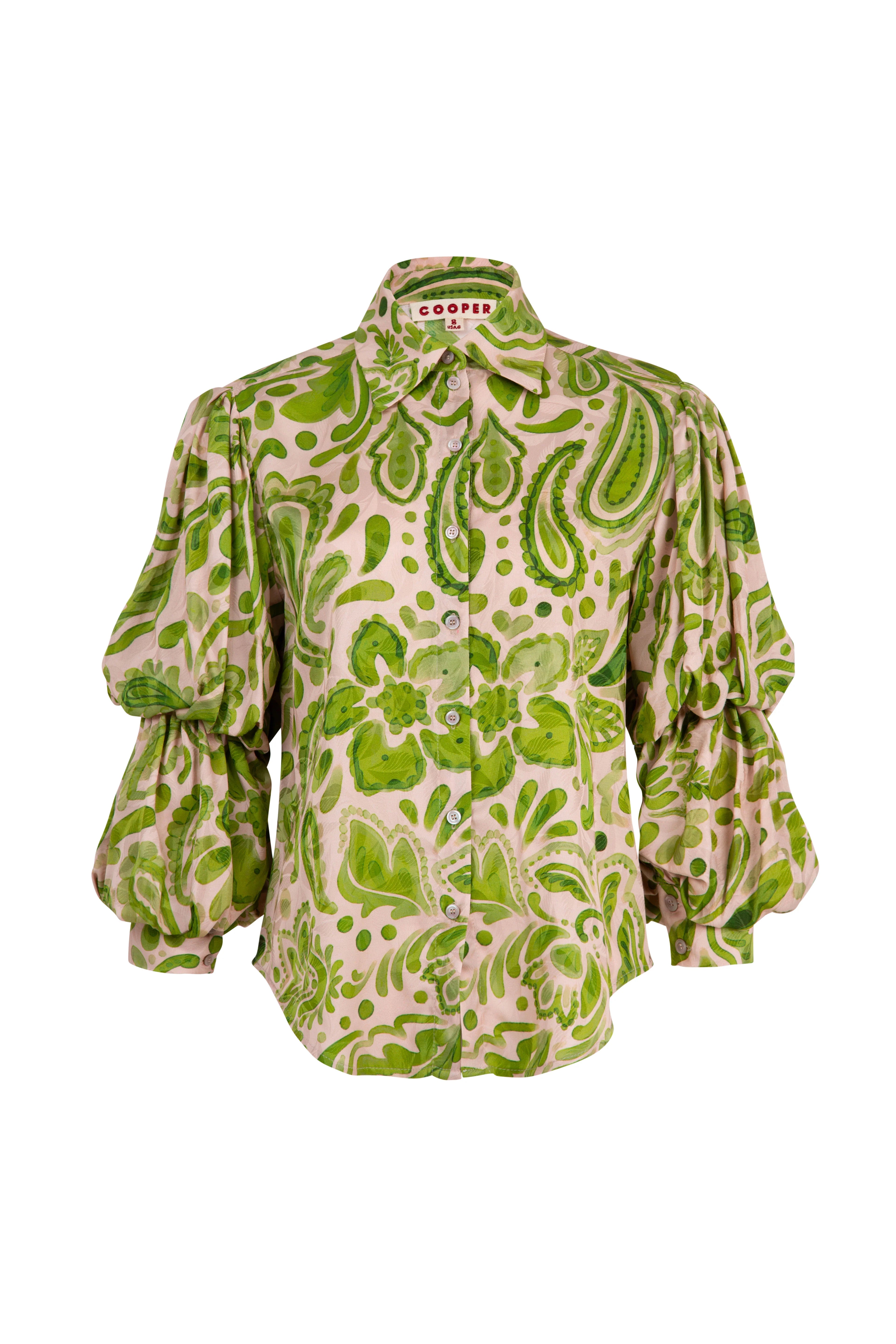 COOPER - PLEAT AND GREET TOP - BLUSH/GREEN FLORAL