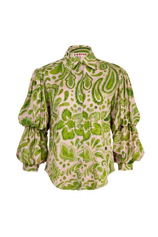 COOPER - PLEAT AND GREET TOP - BLUSH/GREEN FLORAL