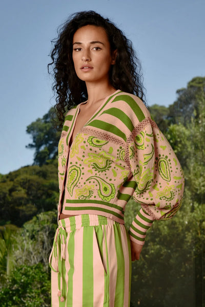 COOPER - THE MAIN EVENT CARDIGAN - BLUSH/GREEN
