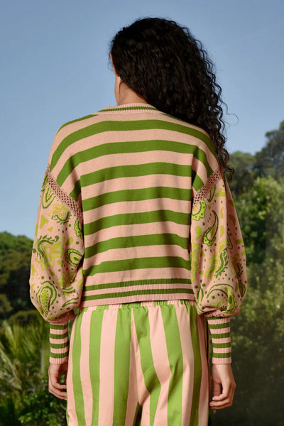 COOPER - THE MAIN EVENT CARDIGAN - BLUSH/GREEN
