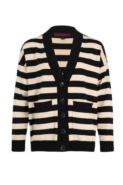 COOPER - I DON'T STRIPE CARDIGAN - BLACK/VINTAGE STRIPE