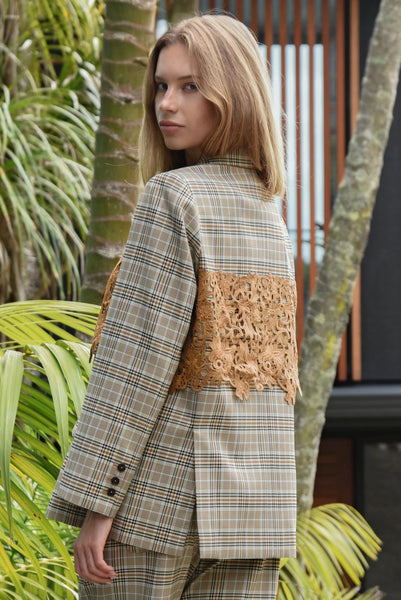 COOPER -  LACE THE DAY JACKET - BROWN CHECK