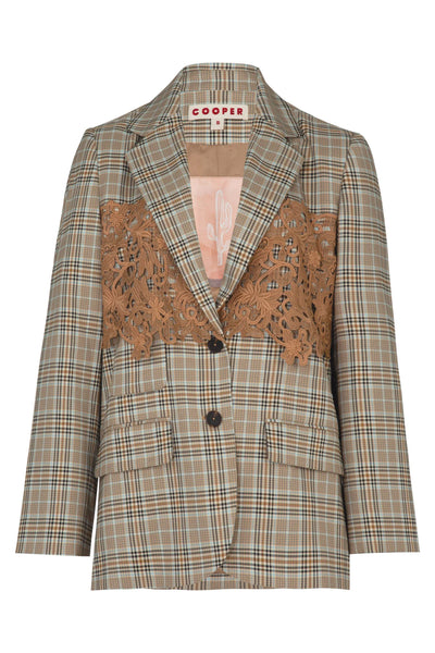 COOPER -  LACE THE DAY JACKET - BROWN CHECK