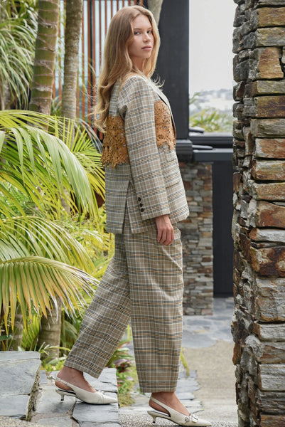 COOPER -  OFF TRACK PANT - BROWN CHECK